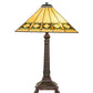 Meyda Lighting Diamond Band Mission 27" 2-Light Mahogany Bronze Table Lamp With Multi-Colored Shade Glass