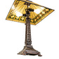 Meyda Lighting Diamond Band Mission 27" 2-Light Mahogany Bronze Table Lamp With Multi-Colored Shade Glass