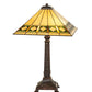 Meyda Lighting Diamond Band Mission 27" 2-Light Mahogany Bronze Table Lamp With Multi-Colored Shade Glass