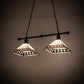 Meyda Lighting Diamond Band Mission 38" 2-Light Mahogany Bronze Island Pendant Light With Multi-Colored Shade Glass