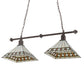 Meyda Lighting Diamond Band Mission 38" 2-Light Mahogany Bronze Island Pendant Light With Multi-Colored Shade Glass