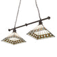 Meyda Lighting Diamond Band Mission 38" 2-Light Mahogany Bronze Island Pendant Light With Multi-Colored Shade Glass