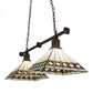 Meyda Lighting Diamond Band Mission 38" 2-Light Mahogany Bronze Island Pendant Light With Multi-Colored Shade Glass
