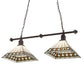 Meyda Lighting Diamond Band Mission 38" 2-Light Mahogany Bronze Island Pendant Light With Multi-Colored Shade Glass