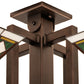 Meyda Lighting Diamond Band Mission 47"Sq 4-Light Mahogany Bronze Inverted Pendant Light With Multi-Colored Stained Shade Glass