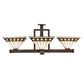 Meyda Lighting Diamond Band Mission 47"Sq 4-Light Mahogany Bronze Inverted Pendant Light With Multi-Colored Stained Shade Glass