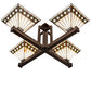 Meyda Lighting Diamond Band Mission 47"Sq 4-Light Mahogany Bronze Inverted Pendant Light With Multi-Colored Stained Shade Glass