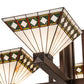 Meyda Lighting Diamond Band Mission 47"Sq 4-Light Mahogany Bronze Inverted Pendant Light With Multi-Colored Stained Shade Glass
