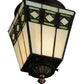 Meyda Lighting Diamond Band Mission 7" Mahogany Bronze Flush Mount Light With Multi-Colored Shade Glass