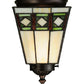 Meyda Lighting Diamond Band Mission 7" Mahogany Bronze Flush Mount Light With Multi-Colored Shade Glass