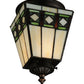 Meyda Lighting Diamond Band Mission 7" Mahogany Bronze Flush Mount Light With Multi-Colored Shade Glass