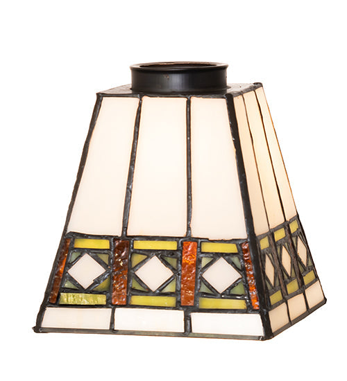 Meyda Lighting Diamond Band Mission 7" Multi-Colored Stained Shade Glass
