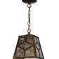 Meyda Lighting Diamond Craftsman 11" Antique Copper Mini Pendant Light With Silver Mica Shade Glass