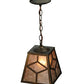 Meyda Lighting Diamond Craftsman 11" Antique Copper Mini Pendant Light With Silver Mica Shade Glass