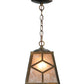 Meyda Lighting Diamond Craftsman 11" Antique Copper Mini Pendant Light With Silver Mica Shade Glass
