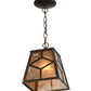 Meyda Lighting Diamond Craftsman 11" Antique Copper Mini Pendant Light With Silver Mica Shade Glass