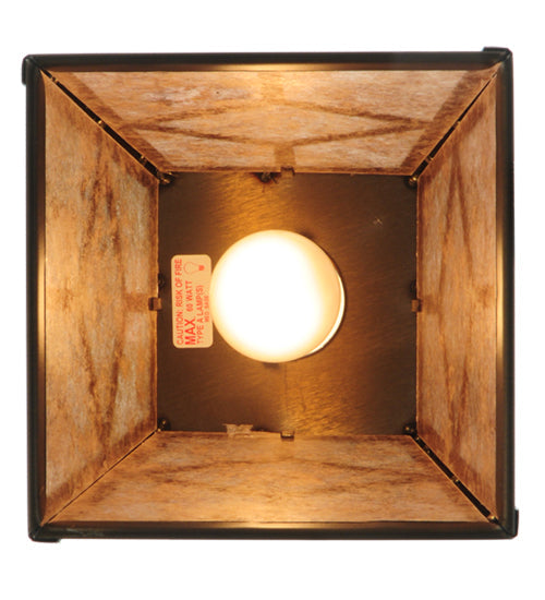 Meyda Lighting Diamond Craftsman 11" Antique Copper Mini Pendant Light With Silver Mica Shade Glass