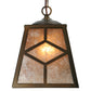 Meyda Lighting Diamond Craftsman 11" Antique Copper Mini Pendant Light With Silver Mica Shade Glass