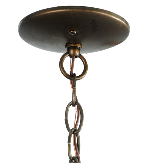 Meyda Lighting Diamond Craftsman 11" Antique Copper Mini Pendant Light With Silver Mica Shade Glass