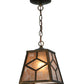 Meyda Lighting Diamond Craftsman 11" Antique Copper Mini Pendant Light With Silver Mica Shade Glass