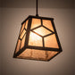Meyda Lighting Diamond Craftsman 12" Oil Rubbed Bronze Mini Pendant Light With Silver Mica Shade Glass