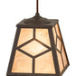 Meyda Lighting Diamond Craftsman 12" Oil Rubbed Bronze Mini Pendant Light With Silver Mica Shade Glass