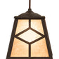 Meyda Lighting Diamond Craftsman 12" Oil Rubbed Bronze Mini Pendant Light With Silver Mica Shade Glass