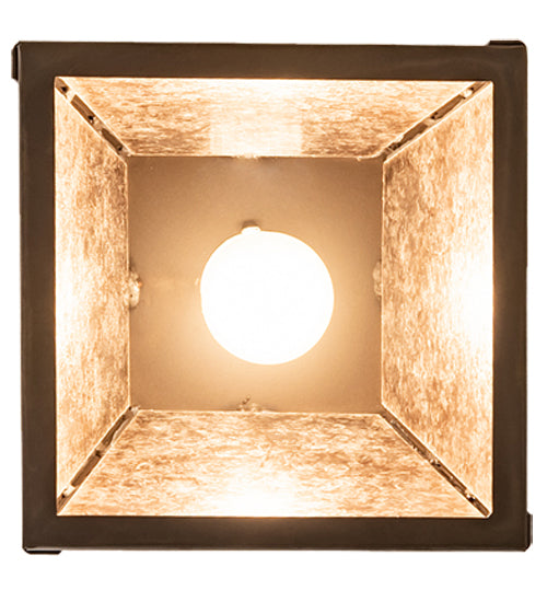 Meyda Lighting Diamond Craftsman 12" Oil Rubbed Bronze Mini Pendant Light With Silver Mica Shade Glass