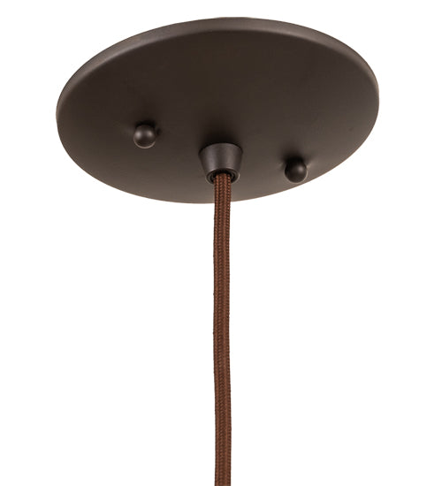 Meyda Lighting Diamond Craftsman 12" Oil Rubbed Bronze Mini Pendant Light With Silver Mica Shade Glass