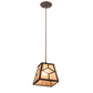 Meyda Lighting Diamond Craftsman 12" Oil Rubbed Bronze Mini Pendant Light With Silver Mica Shade Glass