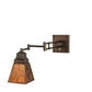 Meyda Lighting Diamond Craftsman 14" Mahogany Bronze Swing Arm Wall Sconce With Amber Mica Shade Glass