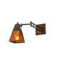 Meyda Lighting Diamond Craftsman 14" Mahogany Bronze Swing Arm Wall Sconce With Amber Mica Shade Glass