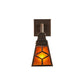 Meyda Lighting Diamond Craftsman 14" Mahogany Bronze Swing Arm Wall Sconce With Amber Mica Shade Glass