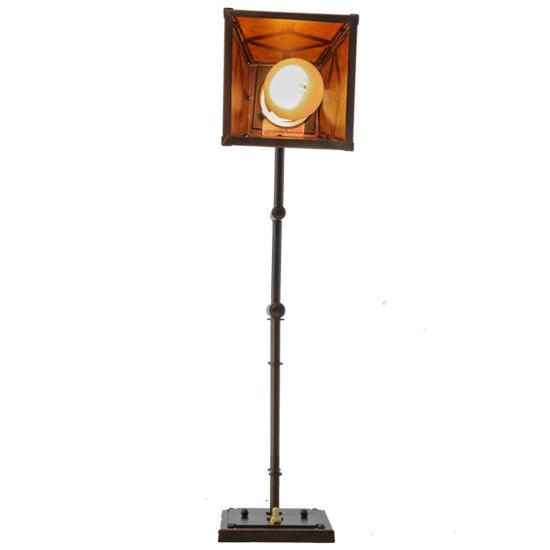 Meyda Lighting Diamond Craftsman 14" Mahogany Bronze Swing Arm Wall Sconce With Amber Mica Shade Glass