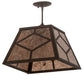 Meyda Lighting Diamond Craftsman 16"Sq 2-Light Oil Rubbed Bronze Pendant Light With Silver Mica Shade Glass