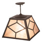 Meyda Lighting Diamond Craftsman 16"Sq 2-Light Oil Rubbed Bronze Pendant Light With Silver Mica Shade Glass