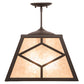 Meyda Lighting Diamond Craftsman 16"Sq 2-Light Oil Rubbed Bronze Pendant Light With Silver Mica Shade Glass