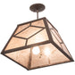 Meyda Lighting Diamond Craftsman 16"Sq 2-Light Oil Rubbed Bronze Pendant Light With Silver Mica Shade Glass