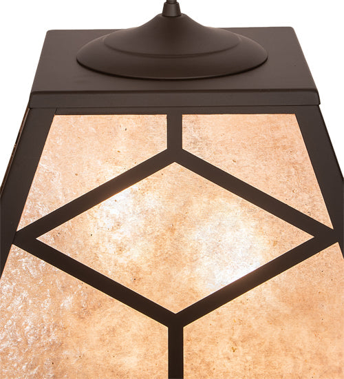 Meyda Lighting Diamond Craftsman 16"Sq 2-Light Oil Rubbed Bronze Pendant Light With Silver Mica Shade Glass