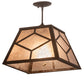 Meyda Lighting Diamond Craftsman 16"Sq 2-Light Oil Rubbed Bronze Pendant Light With Silver Mica Shade Glass