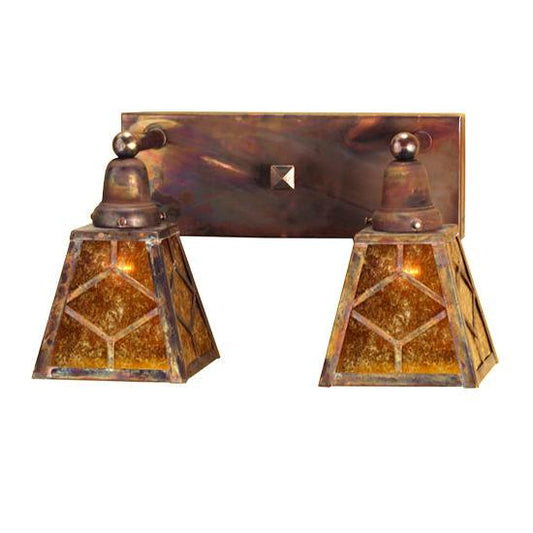 Meyda Lighting Diamond Craftsman 17" 2-Light Vintage Copper Wall Sconce