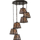 Meyda Lighting Diamond Craftsman 27" 6-Light Mahogany Bronze Cascading Pendant Light With Silver Mica Shade Glass
