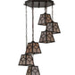 Meyda Lighting Diamond Craftsman 27" 6-Light Mahogany Bronze Cascading Pendant Light With Silver Mica Shade Glass