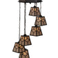 Meyda Lighting Diamond Craftsman 27" 6-Light Mahogany Bronze Cascading Pendant Light With Silver Mica Shade Glass