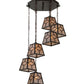 Meyda Lighting Diamond Craftsman 27" 6-Light Mahogany Bronze Cascading Pendant Light With Silver Mica Shade Glass