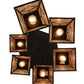 Meyda Lighting Diamond Craftsman 27" 6-Light Mahogany Bronze Cascading Pendant Light With Silver Mica Shade Glass