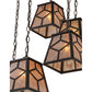 Meyda Lighting Diamond Craftsman 27" 6-Light Mahogany Bronze Cascading Pendant Light With Silver Mica Shade Glass