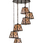 Meyda Lighting Diamond Craftsman 27" 6-Light Mahogany Bronze Cascading Pendant Light With Silver Mica Shade Glass