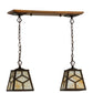 Meyda Lighting Diamond Craftsman 28" 2-Light Mahogany Bronze Island Pendant Light With Beige Shade Glass