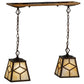 Meyda Lighting Diamond Craftsman 28" 2-Light Mahogany Bronze Island Pendant Light With Beige Shade Glass